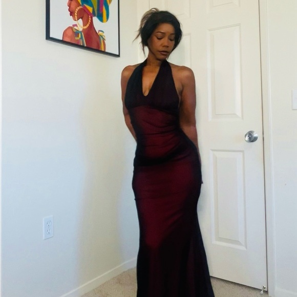 SHEIN Deep Red Halter Maxi Dress - Picture 4 of 4